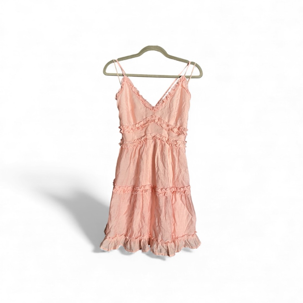 Francesca's Collections Pink Ruffle Flirty & Fun Babydoll Romantic Medium Dress